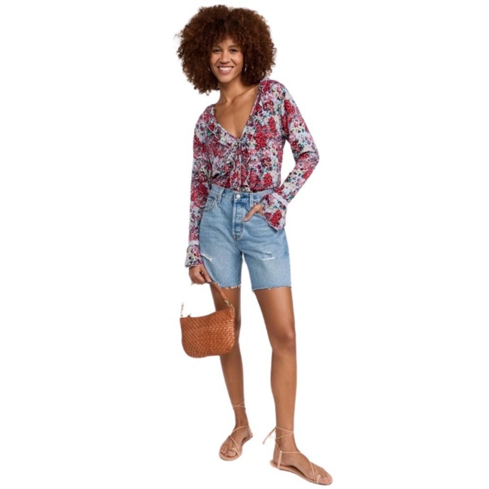 Free People Heat Wave Ruffle Long Sleeve Bodysuit. Medium - Picture 5 of 11